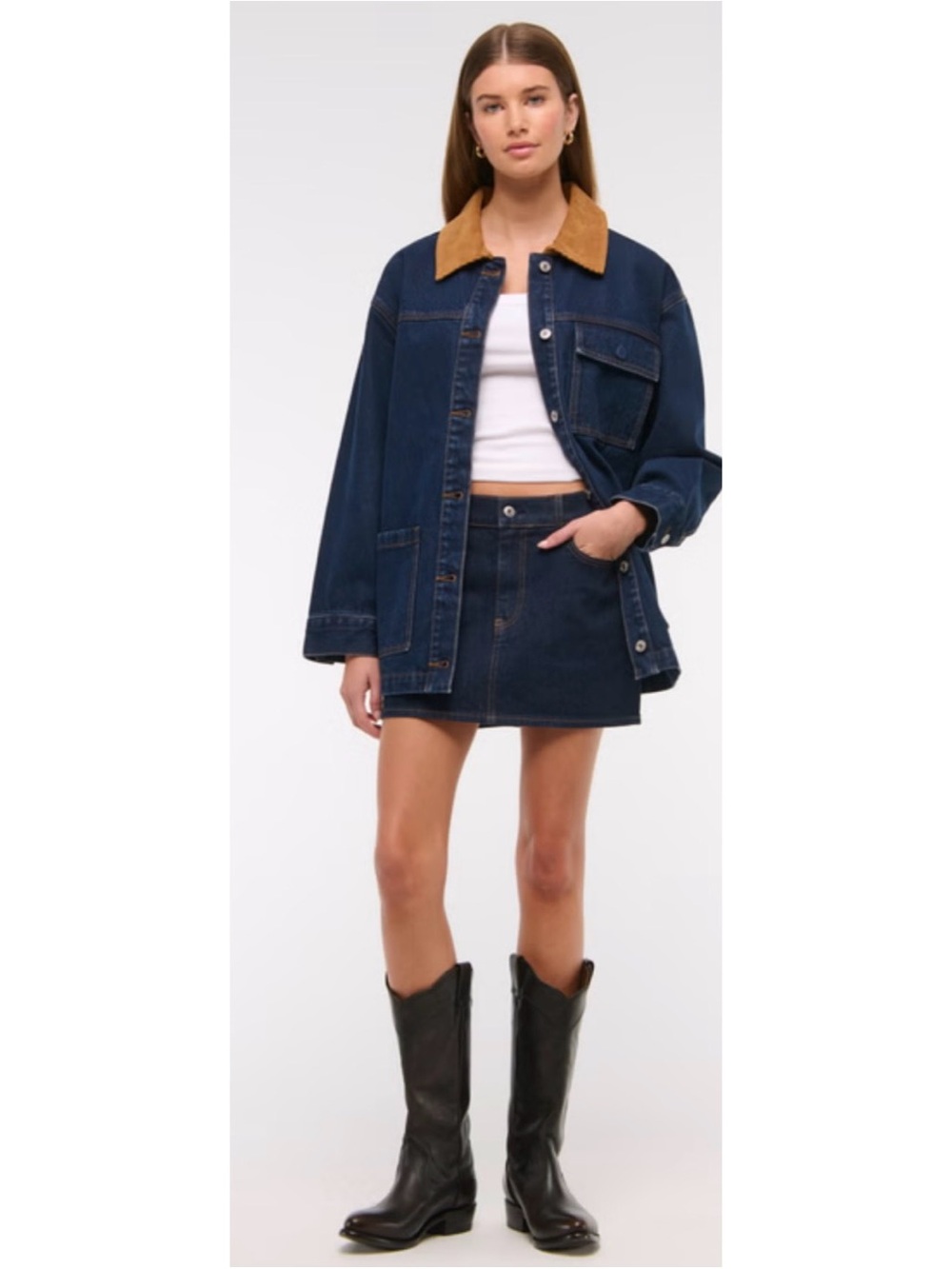 Blue mid rise skirt